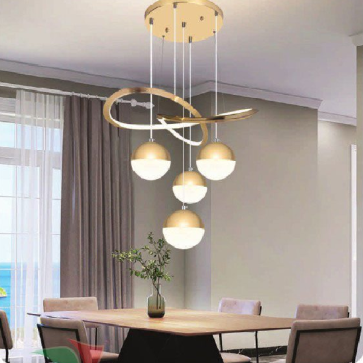 AN  - TL - 6521/4: Đèn thả LED, thân xi vàng - KT: Ø 480mm x H1000mm - Đèn LED  đổi 3 màu - Remote