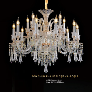 CODE: 6008-10+5: Đèn chùm Phale nến 15 tay - KT: Ø870mm x H700mm - Bóng đèn nến E14 x 15 bóng