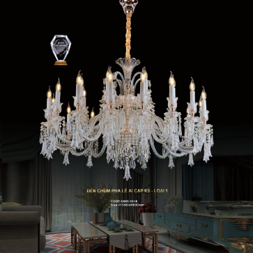 CODE: 6008 -16+8: Đèn chùm Phale nến 24 tay - KT: Ø1200mm x H830mm - Bóng đèn nến E14 x 24 bóng