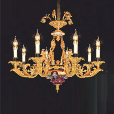 NC 6628/8: Đèn chùm nến 8 tay - KT: Ø850mm x H750mm +400mm - Bóng đèn nến E14 x 8 bóng