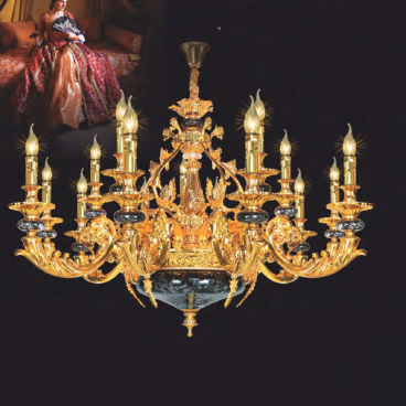 NC 6672/10+5: Đèn chùm nến 15 tay - KT: Ø8100mm x H600mm +400mm - Bóng đèn nến E14 x 15 bóng