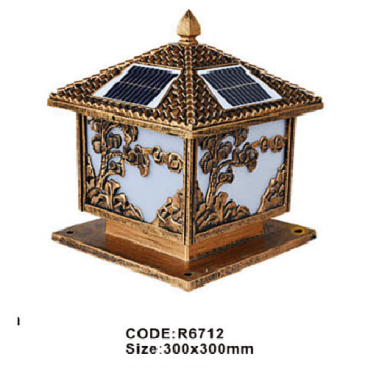 CODE: R 6712: Đèn gắn đầu trụ NLMT - KT: L300mm x H300mm - Đèn LED