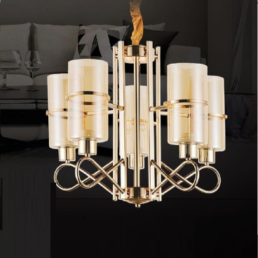 SN - C 6713/5: Đèn chùm 5 bóng chao thủy tinh  - KT: Ø660mm x H520mm - Đèn E27 x 5 bóng