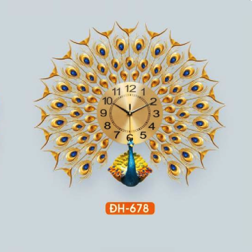 HF - ĐH - 678: Đồng hồ trang trí hình chim công - KT:  L700mm x H700mm