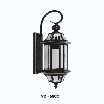 VD - 6802: Đèn gắn tường ngoài trời xi mạ đồng - KT: W180mm x H430mm - Bóng đèn E27 x 1