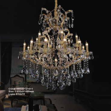 CODE: 68030/12+6+1 : Đèn chùm Phale nến 19 tay - KT: Ø950mm x H1000mm - Bóng đèn E14 x 19 bóng