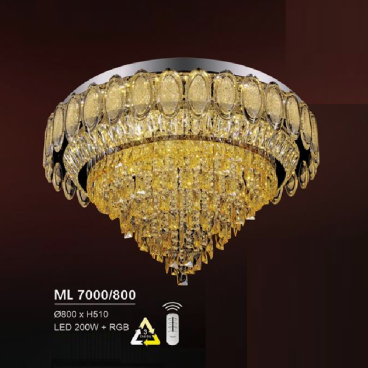 HF - ML 7000/800: Đèn áp trần LED - KT: Ø800mm x H510mm - Đèn LED 200W đổi 3 màu + RGB - Remote