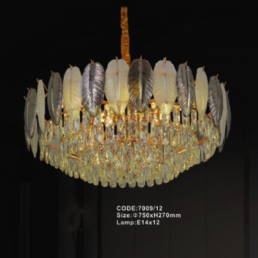 CODE: 7009/12: Đèn thả - KT: Ø750mm x H270mm - Đèn E14 x 12 nóng
