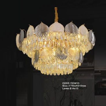 CODE: 7010/13: Đèn thả - KT: Ø750mm x H310mm - Đèn E14 x 13 bóng