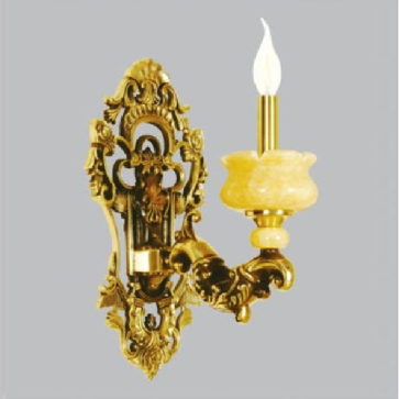 SN - VĐ 7017/1: Đèn vách đồng chao đá - KT: Ø220mm x H400mm - Đèn chân E14 x 1 bóng