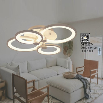 OT7022T4: Đèn áp trần LED Mica 4 cánh - KT: 550mm x H100mm - Đèn LED đổi 3 màu - Remote
