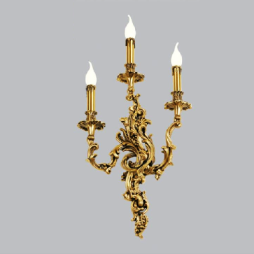 SN - VĐ  7030/3:  Đèn vách đồng ba bóng, đèn nến - KT: Ø320mm x H580mm - Đèn chân E14 x 3 bóng