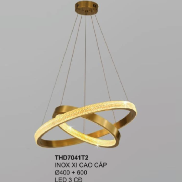 35 - THD7041T2: Đèn thả 2 vòng LED  - KT: Ø(400+600)mm - Đèn LED đổi 3 màu