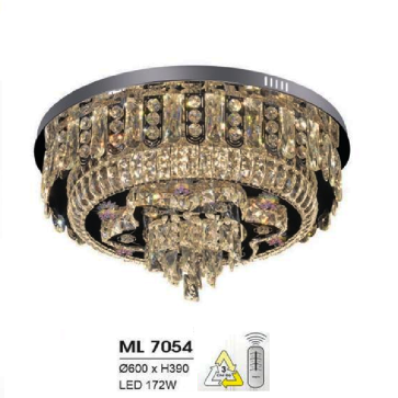 HF - ML 7054: Đèn áp trần LED - KT: Ø600mm x H390mm - Đèn LED 172W đổi 3 màu - Remote