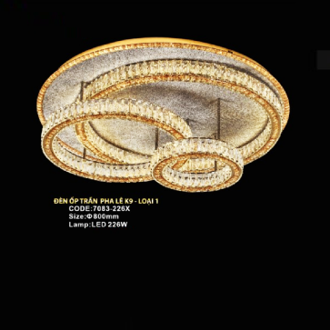 CODE: 7083 - 226X: Đèn áp trần Phale K9 - KT: Ø800mm x Đèn LED 226W