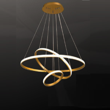 35 - THD7087VÀNG: Đèn thả 3 vòng LED vàng - KT: Ø(300+500+700)mm - Đèn LED 120W ánh sáng đổi 3 màu