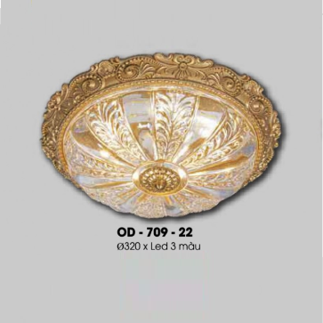 OD - 709-22: Đèn ốp trần  đồng - KT: Ø320mm - Đèn LED đổi 3 màu