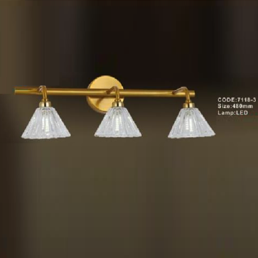 CODE: 7118 - 3: Đèn rọi tranh / rọi gương 3 bóng - KT: L480mm - Đèn LED ánh sáng vàng