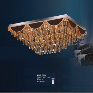 H - MLF 7124: Đèn mâm gắn trần LED Phale chữ nhật- KT: L800mm x W600mm x H320mm - Bóng đèn E14 x 14 bóng - Remote