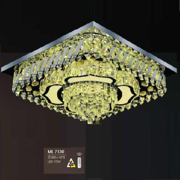 HF - ML 7130: Đèn áp trần vuông LED -  KT: L600mm x W600mm x H 370mm - Đèn LED 172W đổi 3 màu - Remote