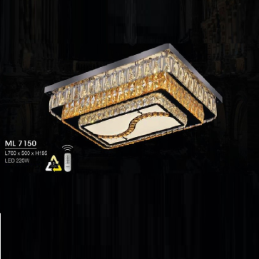 HF - ML 7150: Đèn áp trần LED - KT: L700m x W500mm x H195mm - Đèn LED 220W đổi 3 màu - Remote