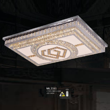 HF - ML 7151: Đèn áp trần LED - KT: L1100m x W800mm x H230mm - Đèn LED 240W đổi 3 màu - Remote