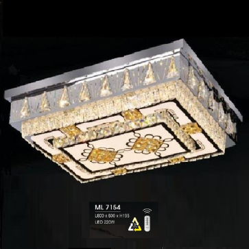 HF - ML 7154: Đèn áp trần LED - KT: L800m x W600mm x H195m - Đèn LED 220W đổi 3 màu - Remote