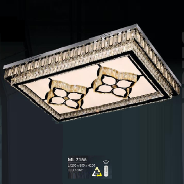HF - ML 7155: Đèn áp trần LED - KT: L1200m x W800mm x H200mm - Đèn LED 120W đổi 3 màu - Remote