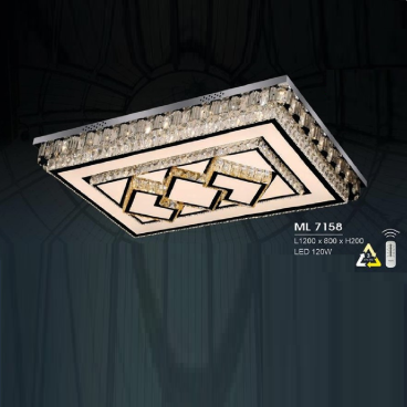 HF - ML 7158: Đèn áp trần chữ nhật LED - KT: L1200m x W800mm x H200mm - Đèn LED 120W đổi 3 màu - Remote