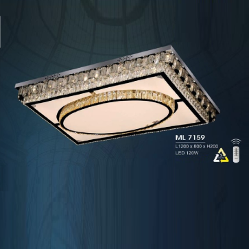 HF - ML 7159: Đèn áp trần chữ nhật LED - KT: L1200m x W800mm x H200mm - Đèn LED 120W đổi 3 màu - Remote