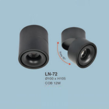 LN - 72: Đèn lon LED COB 12W gắn nổi, 1 chế độ ánh sáng (trắng/ trung tính/vàng)