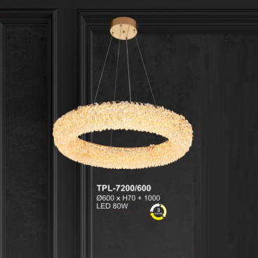 A - TPL - 7200/600: Đèn thả Phale - KT: Ø600mm x H70mm + 1000mm - Đèn LED 80W đổi 3 màu