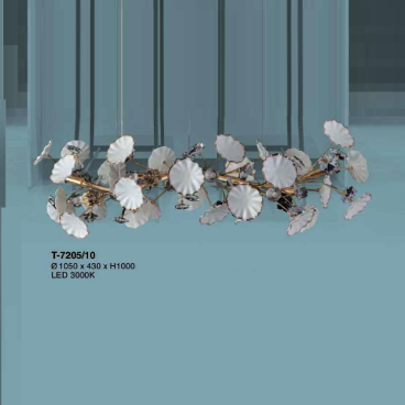 T-7205/10: Đèn chùm thả ngang LED  - KT: L1050mm x W430mm x H1000mm - Bóng đèn LED ánh sáng vàng 3000K