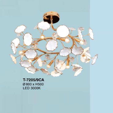 T- 2705/9CA: Đèn chùm thả  - KT: Ø800mm x H500mm - Đèn LED ánh sáng vàng 3000K