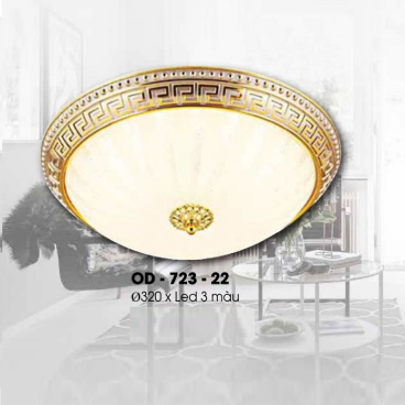 OD - 723-22: Đèn ốp trần xi mạ đồng - KT: Ø320mm - Đèn LED đổi 3 màu