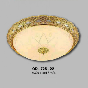 OD - 725-22: Đèn ốp trần xi mạ đồng - KT: Ø320mm - Đèn LED đổi 3 màu