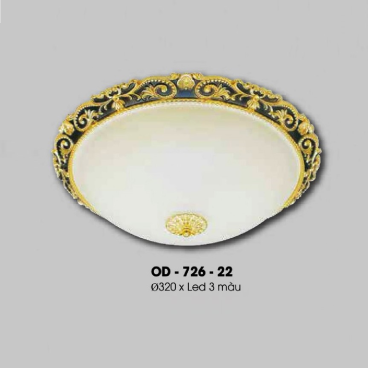 OD - 726-22: Đèn ốp trần xi mạ đồng - KT: Ø320mm - Đèn LED đổi 3 màu