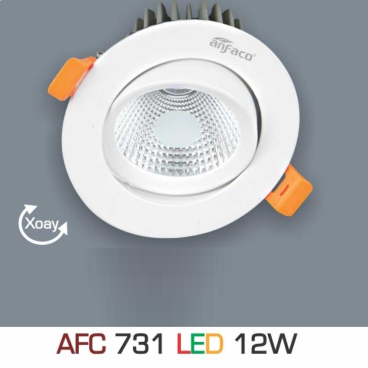 AFC 731 LED 12W: Đèn LED âm trần chiếu điểm 12W - KT: Ø140mm x H55mm - Lổ khoét: Ø120mm - Ánh sáng vàng/trung tính/trắng