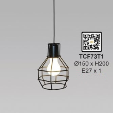 TCF73T1: Đèn thả đơn - KT: Ø150mm x H200mm - Đèn E27 x 1 bóng