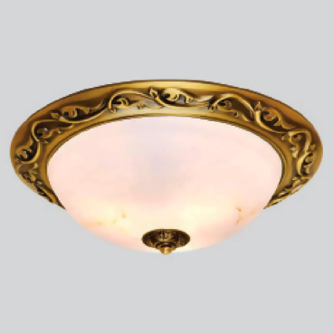 E - BTD - 75: Đèn ốp trần đồng, chao thủy tinh  - KT: Ø400mm - Đèn LED SMD 36W - Ánh sáng đổi 3 màu