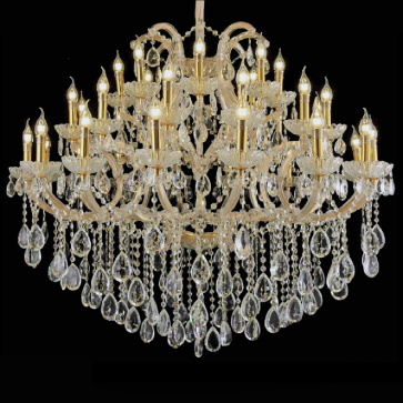 CNQT - 74: Đèn chùm nến phale K9 cao cấp 37 tay - KT: Ø1150mm x H950mm - Bóng đèn nến E14 x 37 bóng