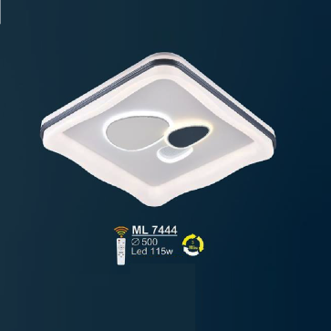 ML 7444: Đèn áp trần LED Mica Vuông  - KT: L500mm x W500mm - Đèn LED 115W - Ánh sáng đổi 3 màu - Remote
