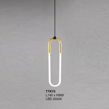 TTK76: Đèn thả đơn vòng LED - KT: L140mm x H500mm - Đèn LED đổi 3 màu