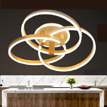 VE - MT - 7267/650: Đèn áp trần LED 3 vòng, thân xi vàng - KT: Ø650mm x H150 - Đèn LED đổi 3 màu