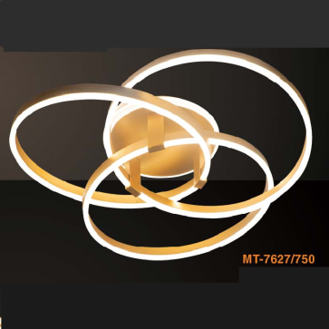 VE -  MT - 7627/750 : Đèn áp trần LED 3 vòng thân  xi vàng -  KT: Ø750mm x H150mm - Đèn LED đổi 3 màu