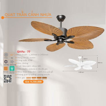 QViFa - 77: Quạt trần 5 cánh nhựa