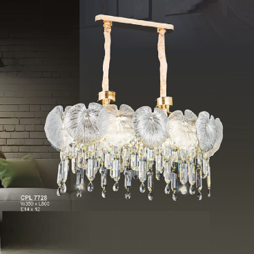 S - CPL 7728: Đèn thả Phale ngang - KT: L800mm x W350mm - Bóng đèn E14 x 12 bóng