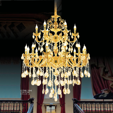 S - C 7742/12+6: Đèn chùm nến 18 tay  - KT: Ø930mm x H1250mm - Bóng đèn nến E14 x 18 bóng