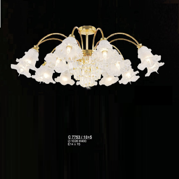 S - CPL 7755/6: Đèn chùm thả 6 tay  - KT: Ø760mm x H320mm - Bóng đèn E14 x 6 bóng