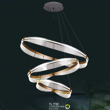 SN - T  7782: Đèn thả 3 vòng  LED - KT: Ø400mm+Ø600mm +Ø800mm  - Đèn LED 425W ánh sáng đổi 3 màu